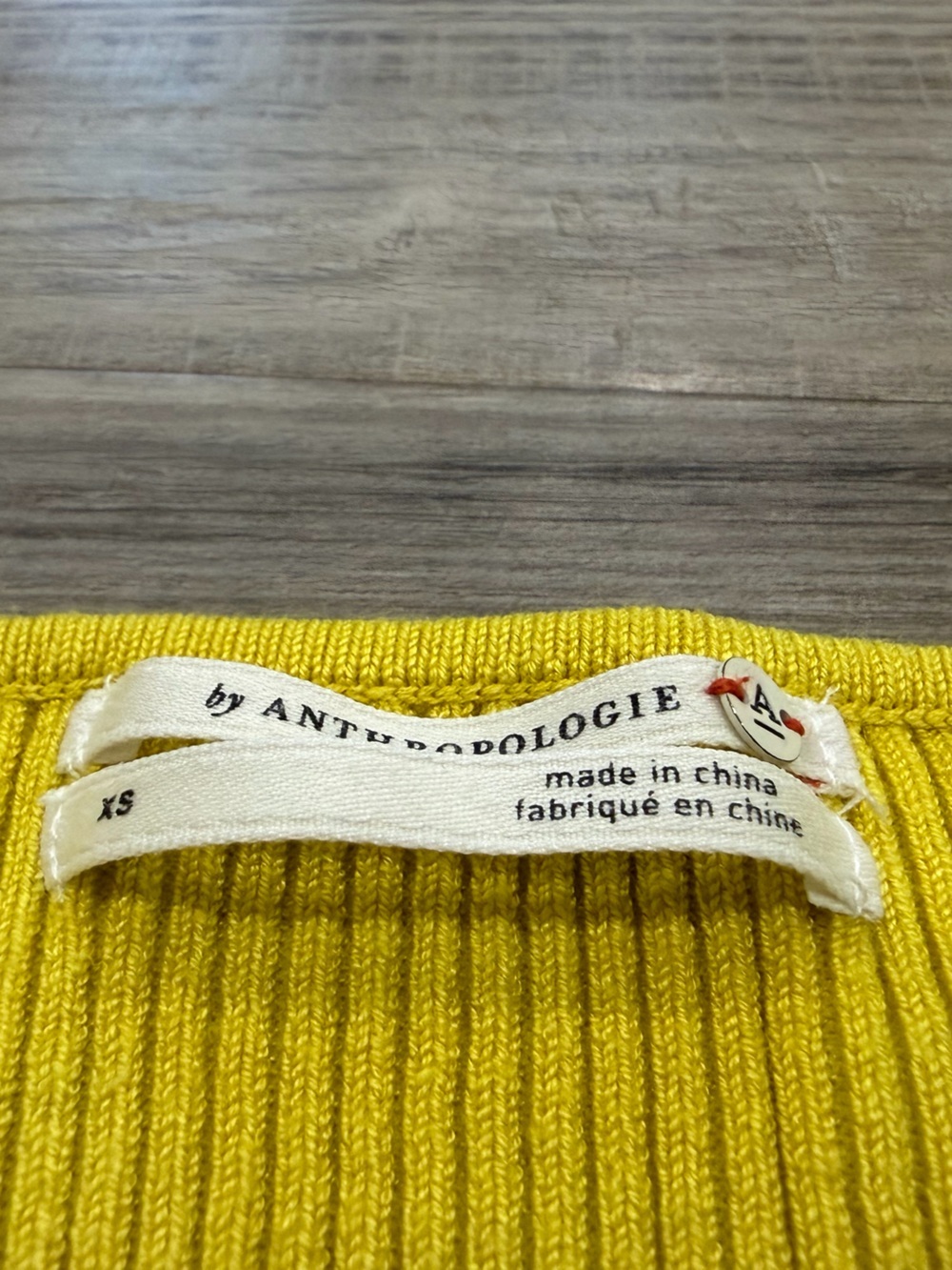 Anthropologie Ribbed Sweetheart Neck Knit Top XS Chartreuse Yellow - Picture 3 of 7